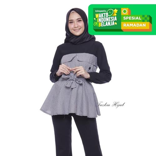 Foto Produk Baju Atasan Wanita Alika Top Blouse Baju Muslim Blus Muslim - Black, M dari Tazkia Hijab Store