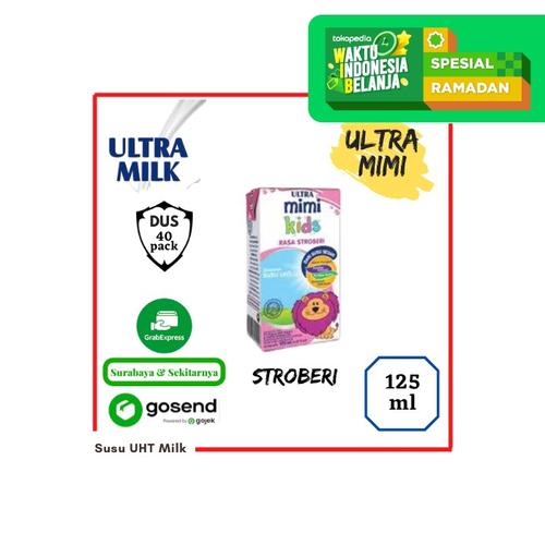 Foto Produk Susu Ultra - Ultra Mimi 125 ml - Plain/Chocolate/Vanilla/Strawberry - Stroberi dari Faithove