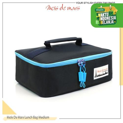 Foto Produk MOIS DE MARS Insulated Medium Lunch Bag / Tas Bekal tahan panas - Hitam Turquoise dari MoisDeMars_Bags