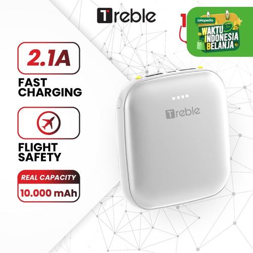 Foto Produk Powerbank / Power Bank 2 USB Portable mini 10000mah TREBLE- TPB5-B/A - Putih dari Trebleofficialstore