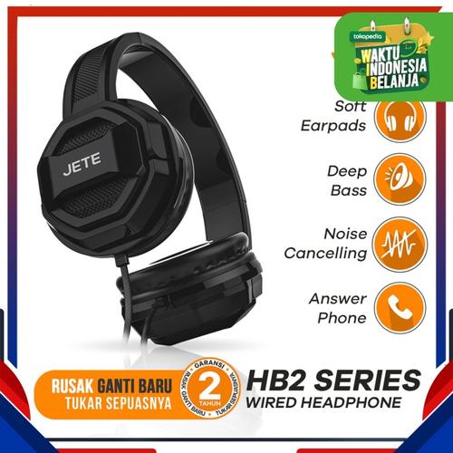 Gambar Headphone SuperBass JETE HB2 with Noise Cancelling - Garansi 1th - Hitam dari Fenix Gadget Kota Surabaya Tokopedia