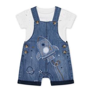 Foto Produk denim rocket bibshorts and white space dinosaur bodysuit set - Up to 1 mnth dari Mothercare ELC Official