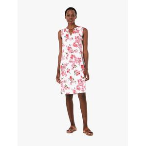 Linen Floral V-Neck Shift Dress 
