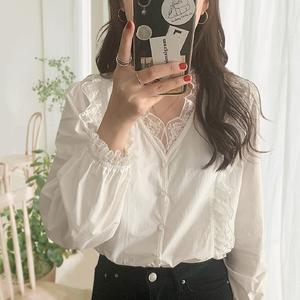 Jual Autumn V-neck Loose Lace Stiting 