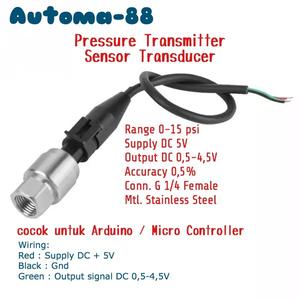 Jual Pressure Sensor Transducer DC 5V 0-15psi 15 psi Arduino Pressure ...