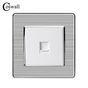 Foto Produk Wall Single Internet Socket Power Outlet Stainless Steel Brushed dari Aliando Pratama