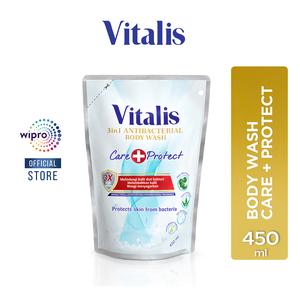 Foto Produk Vitalis 3 in 1 Antibacterial Body Wash Care & Protect 450ml dari Wipro Unza Official