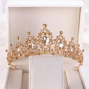 Jual Gold Crystal Tiara Crown Wedding 