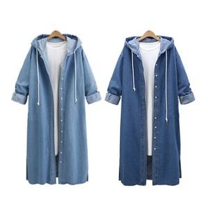 Long Sleeve Hooded Denim Jacket Coat 