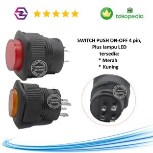 Jual Saklar push switch button tekan on off kaki 4 pin plus lampu led ...