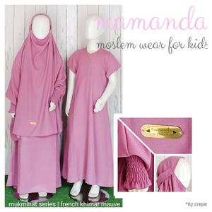 Foto Produk Gamis Anak French Khimar Mauve Mukminat Series by Mamanda - S dari kedai berkah
