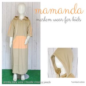 Foto Produk Thobe/Jubah Anak Hoodie Creamy Peach Azzaky Daily Wear by Mamanda - Size S dari kedai berkah
