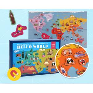 Foto Produk Mideer Magnetic Puzzle Hello World mainan puzzle magnet peta dunia dari mainan anak | cuddlez