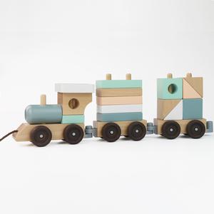 Foto Produk Wooden Block Train mainan blok kayu anak montessori edukasi dari mainan anak | cuddlez
