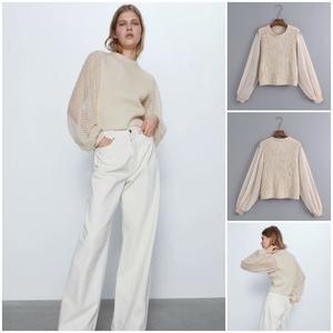 Foto Produk 57383 Apricot Knit Casual Blouse / Blouse Pesta Cokelat Muda Krem dari XineShop