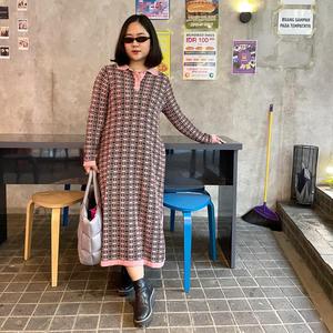 Promo NONA Retro Knit Dress Long Sleeve 