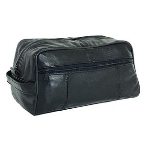 Jual Mens Black Leather Toiletry Bag 
