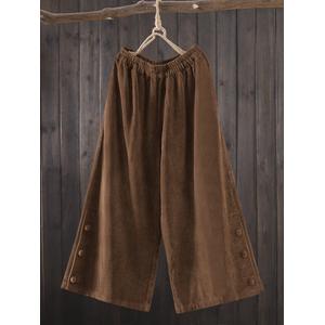 Jual Women Corduroy Side Button Solid 