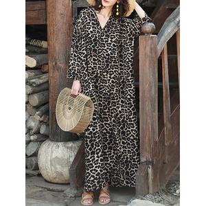 Holiday Casual Loose Shirt Maxi Dress 
