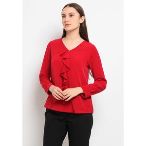 Foto Produk The Executive Flounced V-Neck Blouse 5-BLWKEY120G073 Red - Red, S dari The Executive Indonesia