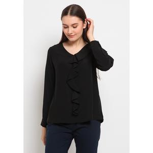 Foto Produk The Executive Flounced V-Neck Blouse 5-BLWKEY120G043 Black - Black, L dari The Executive Indonesia