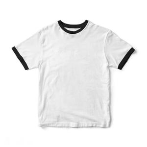 Jual Kaos Ringer Unisex White Black - S 