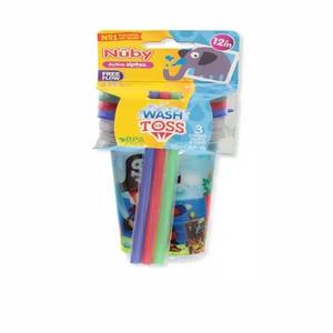 Foto Produk Nuby Baby Wash or Toss Straw Cups with Lids 3PK dari Yen's Baby & Kid Official Shop