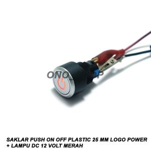 Jual Saklar Push On Off Plastic 25 mm Logo Power + Lampu DC 12 Volt ...