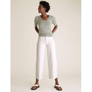 High Waisted Wide Leg Cropped Jeans 