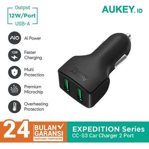 Foto Produk Aukey Car Charger 2 Ports 24W AiQ - 500223 dari AUKEY