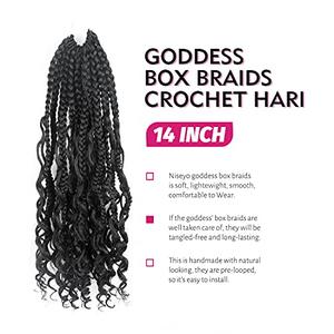 Niseyo Goddess Box Braids Häkelhaar, 8 Packungen, 20,3 Cm, Schwarz - Mit Lockigen Enden, Vorgeschlungen