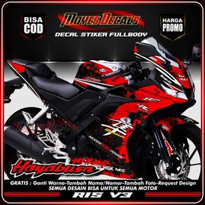 Jual Decal Stiker Fullbody Yamaha R15 V3 Motif HayaBusa Merah Full ...