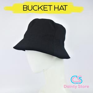 Jual Topi Bucket Hat Polos Warna Hitam 