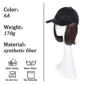 Short Hair Extensions Bob Hat Wig Cap 