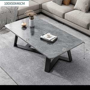Jual Meja Tamu Sofa Warna Abu Abu Top Papan Mdf Motif Marmer Kaki Besi ...