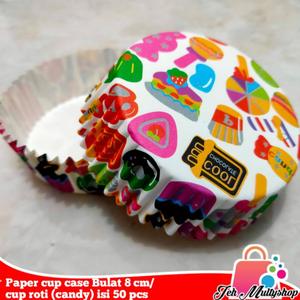 Jual populer Paper cup case Bulat 8 cm/ cup roti (candy) isi 50 pcs ...