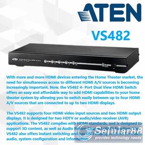 Commutateur HDMI 4 Entrées / 2 Sorties Aten VS482 - Pour Home Cinéma, Bascule Entre Sources, Support 3D Et Audio Return Channel