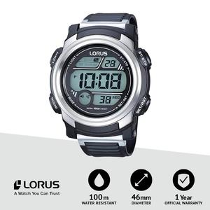 Lorus R2333PX9 herenhorloge van groen kunststof en siliconen band met digitaal display - 42 mm | Mostert Juweliers
