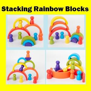 Jual Rainbow Stacking Blocks With Pegdolls Wooden Balok Susun Balok ...