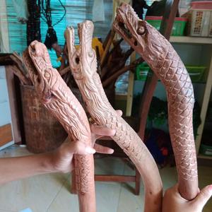 Jual Tongkat jalan kayu stigi ukir naga galak Kota Administrasi