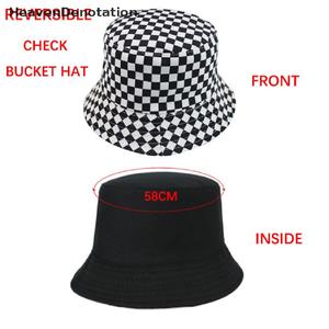 Black White Plaid Check Bucket Hats 