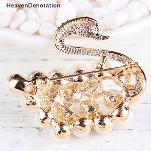 Swan Brooch Pin Crystal Pearl Dress 