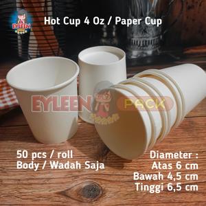 Jual Paper Hot Cup 4 oz ( 120 ml ) Isi 50 pcs Gelas Kertas / Paper Cup