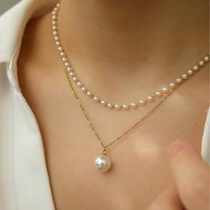 Ioana Gold Pearl Choker Necklace Set 