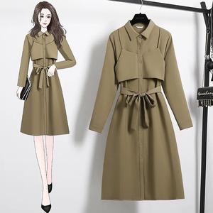 Designed Lace Up Trench Coat Tunik Midi 