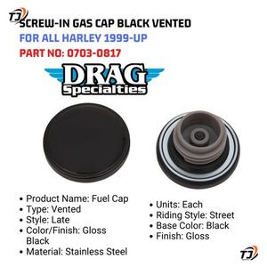 GAS CAP BLACK VENTED ALL HARLEY 99-UP 