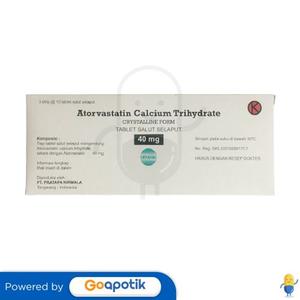Gambar ATORVASTATIN CALCIUM TRIHYDRATE PRATAPA NIRMALA 40 MG BOX 30 TABLET dari Apotek Lucky Star Jakut Jakarta Utara Tokopedia