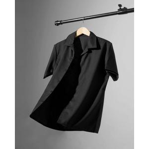 Relaxed Collar Camp Black Shirt 