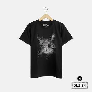Gambar Madia Kaos Pria Dewasa Motif GLASSES CAT Ukrn S-XXL Cotton 24s - DLZ64 - Hitam, S dari Madia Store Kota Bandung Tokopedia