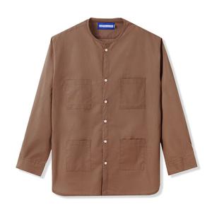 Gambar Kemeja Tenue de Attire - Everyday Collar-less Shirt Dark Brown dari TenuedeAttire Kota Administrasi Jakarta Selatan Tokopedia